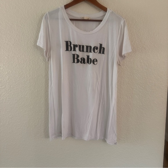 Coverstitched Brunch Babe Graphic Tee M White Short Sleeve Soft Fun Casual Shirt - Picture 1 of 5